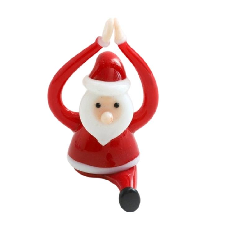 Christmas Decorative Figurine Santa Clauses Ornament Glass Yogas Santa Clauses Figurines Christmas Party Decorations Gift