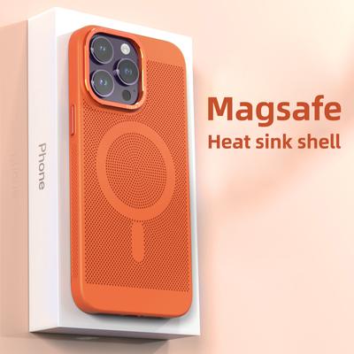 Metal Lens Protection Breathable Mesh Magnetic Magsafe Wireless Charging Hard Phone Case For Iphone 11 12 13 14 Pro Max Cover