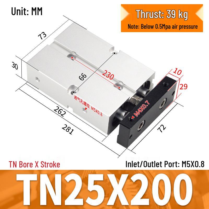 TDA Double-Axis Double-Rod Large Thrust Cylinder - Sizes: 10/16/20/25/32/40/50mm X 20/50/75mm