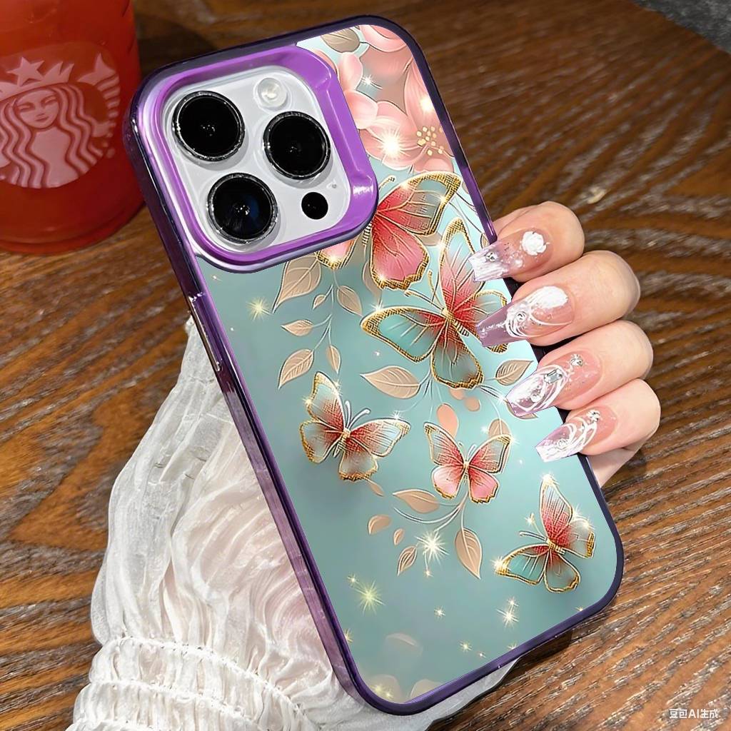 B-Butterfly-F-Floral-D-Design Phone Case For IPhone 17 16 15 14 13 12 Mini 11 8 7 Pro Max Plus Colorful Phone Case