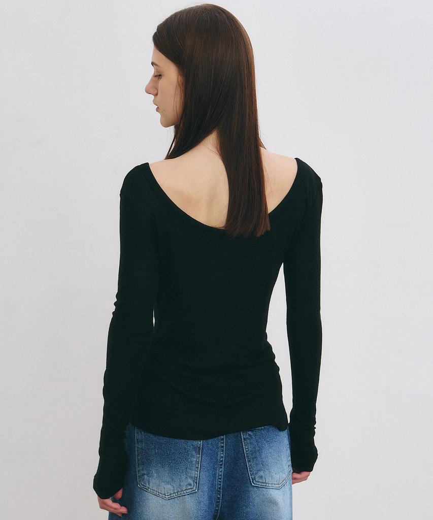 Nigaennikol Nicole Minimal Label Scoop Ls Top_Black