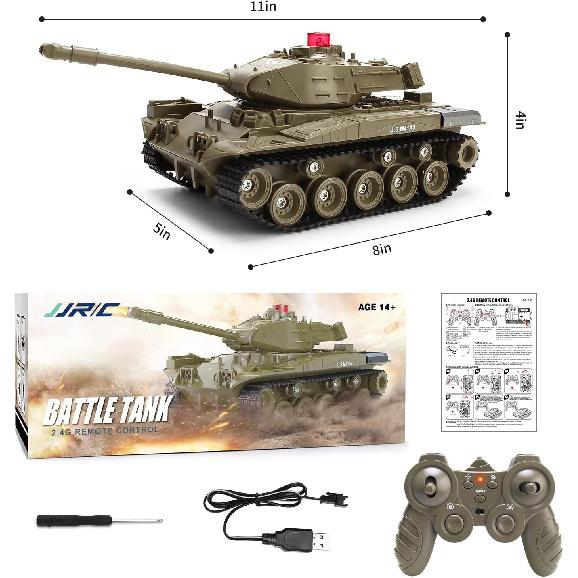 Remote Control Tank for Kids, M41A3 American Army Battle Tank, Programmable RC Tanks with Lights & Realistic Sounds, RC Military All Terrain Off-Road