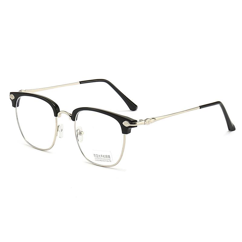 Anti-Blue Flat Glasses Fashion Half Frame Eyebrows Metal Glasses Frame Business Men'S Myopia Glasses Frame
