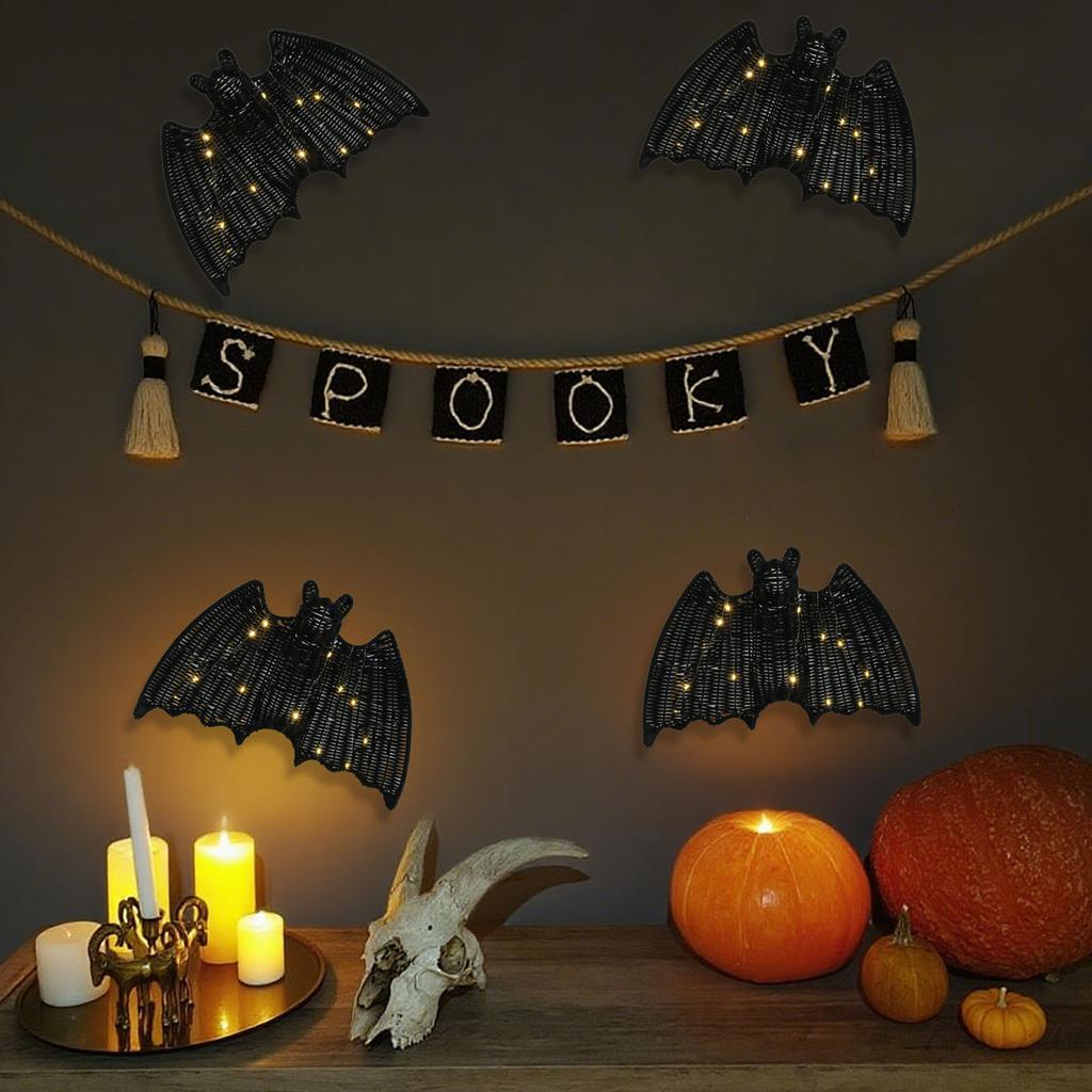 User Friendly Halloween Bat Ornament Handcrafted Rattan Design Weather proof Indoor Outdoors Party Supplies