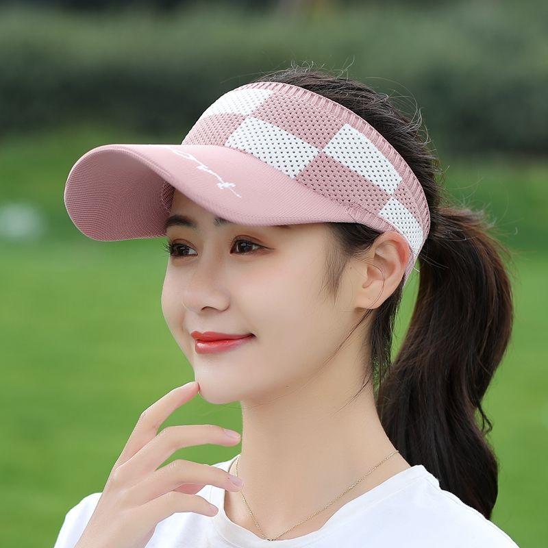 Visor Plus Long 10CM Brim Ponytail Baseball Cap Women Summer Knitted Breathable Golf Beach Hat For Outdoor Sports Empty Top Hat