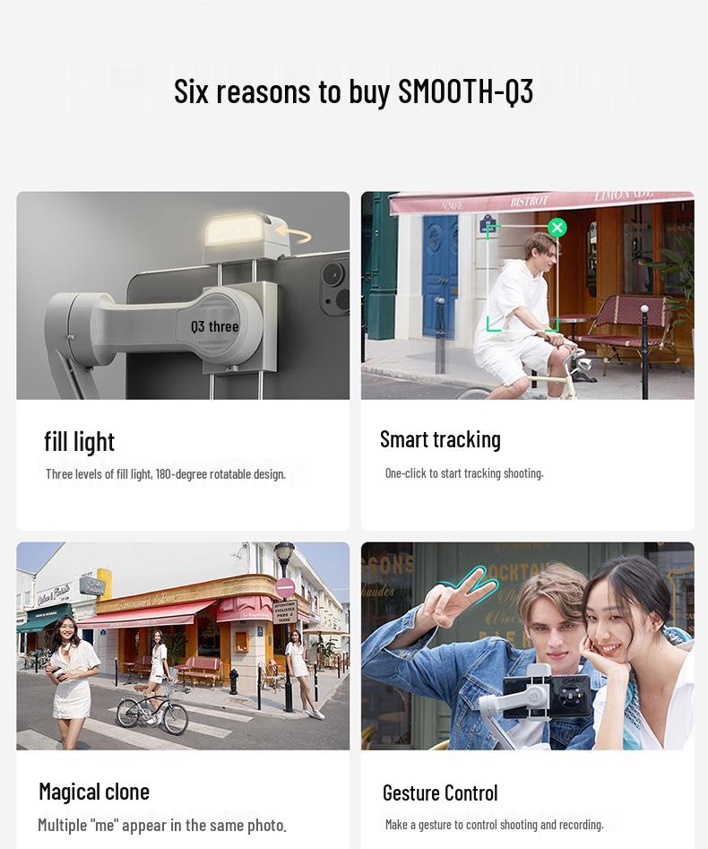 Zhiyun Smooth Q3 Mobile Stabilizer Gimbal Kit - Handheld Anti-Shake Vlog Stand