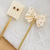 Dessert Spoon Long Handle Food Grade Stainless Steel Cute Cookie Bowknot Design Coffee Stirring Spoon