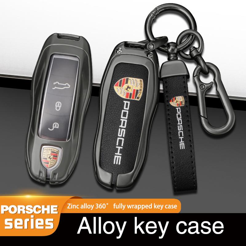 AAOM1 3/4 Buttons Zinc Alloy Leather Car Key Case Key Shell For Porsche Cayenne 911 996 Macan Panamera Boxster 986 987 981 Sticker