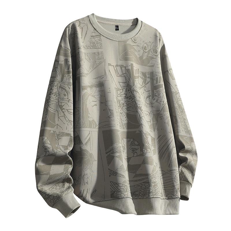 

Модный свитшот с круглым вырезом, с длинным рукавом, спортивный пуловер, мужской топ L серый