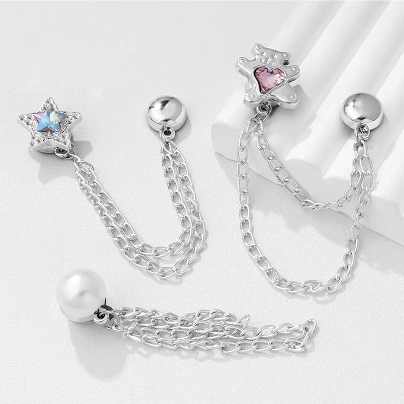 2 Stück Multifunktionale Magnetische Kleiderklammer Mit Kette Metall-Jeansknöpfe Clip Kleidung Schal Hosenbeine Bündchen Befestigung Magnetstifte
