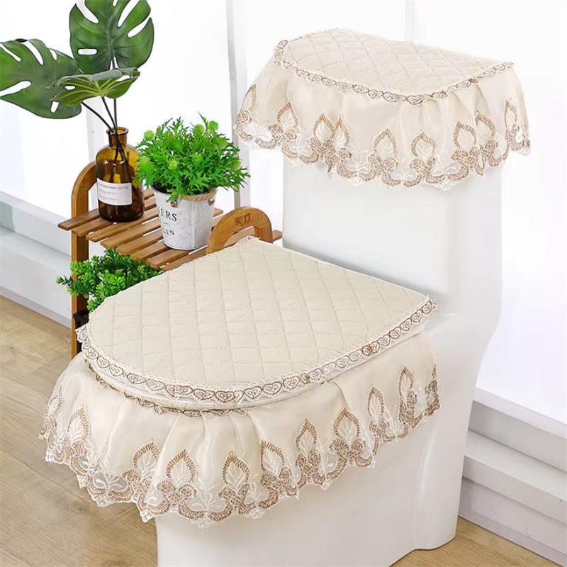 3 PCS/Set European Style Toilet Seat Cushion Bathroom Toilet Seat Cover Lace Home Toilet Seat Cover Fabric Toilet Cover