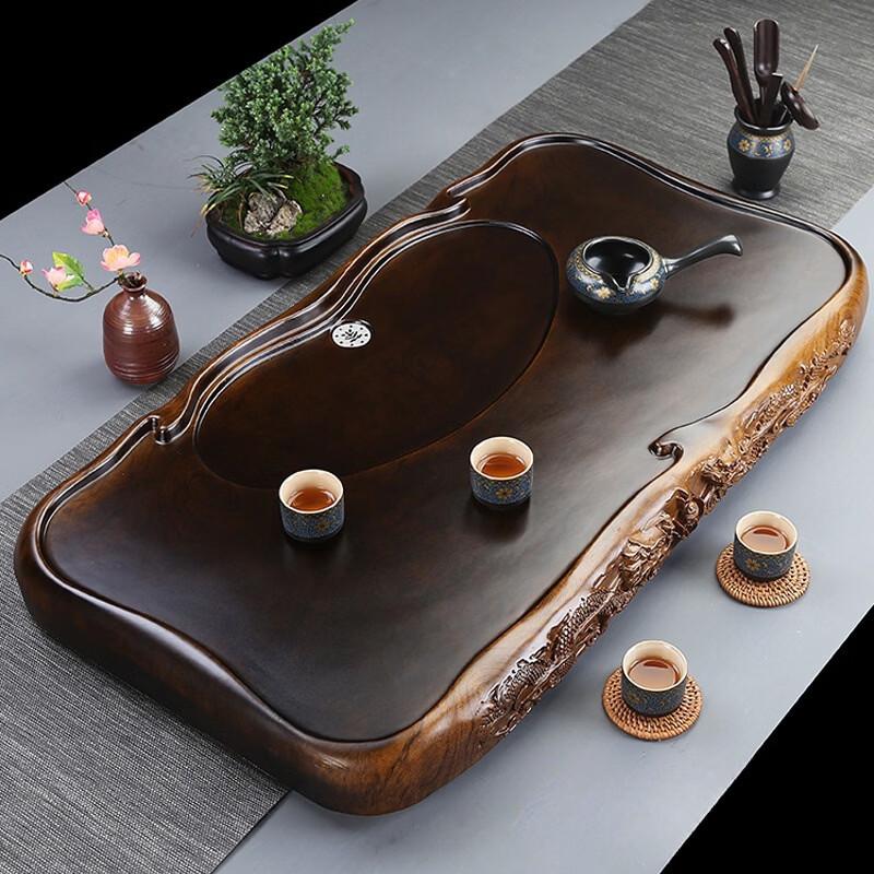 Handun Ebony Wood Tea Tray with Chicken Wing Pattern