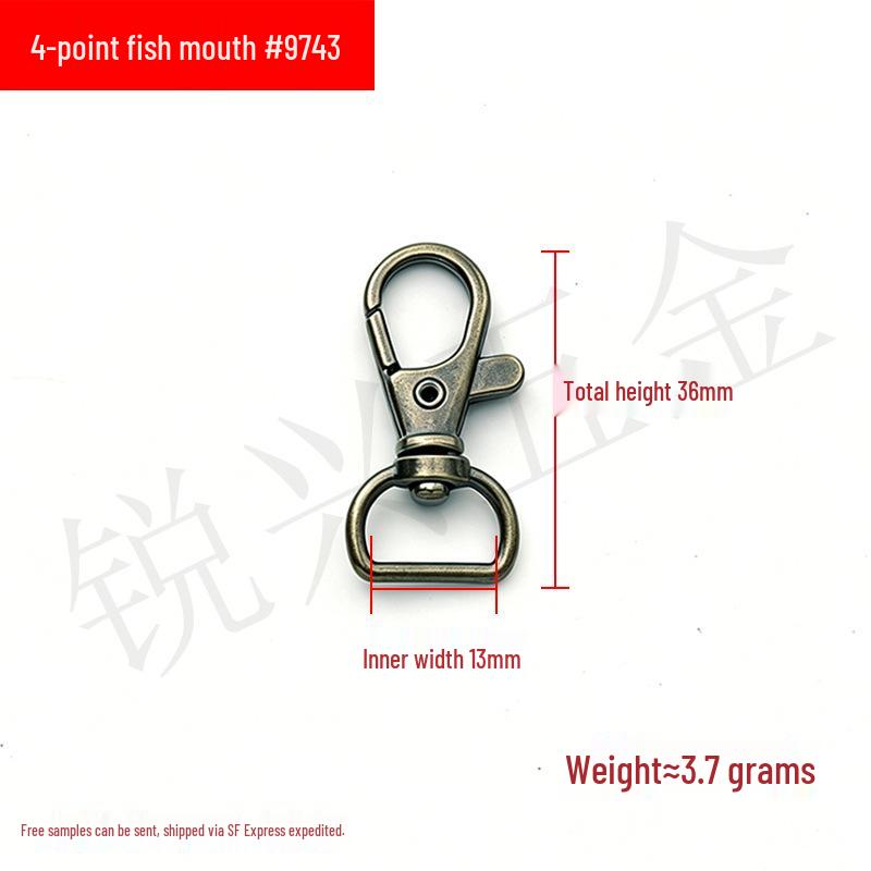 Zinc Alloy Fish Mouth Buckle for Dog Luggage, Shoulder Straps, Keychains, and Webbing.
