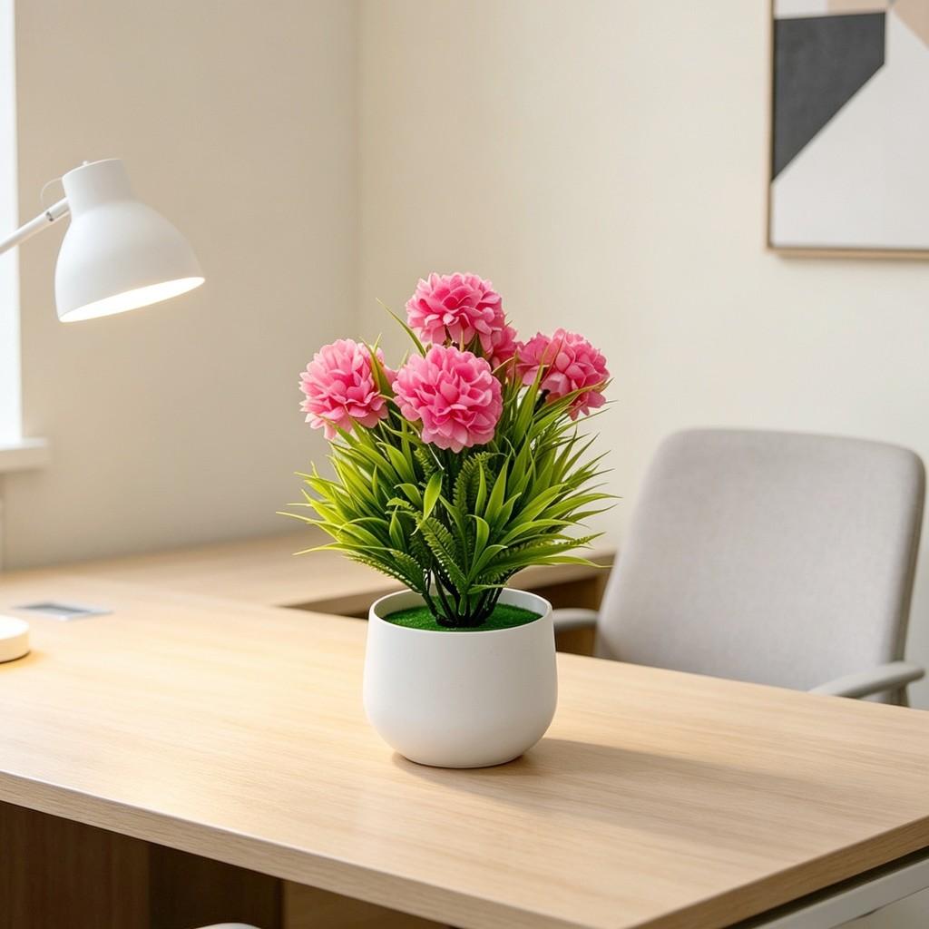 Spring Grass Artificial Flower Garden Decor With Plastic Chrysanthemum For Home And Outdoor Use