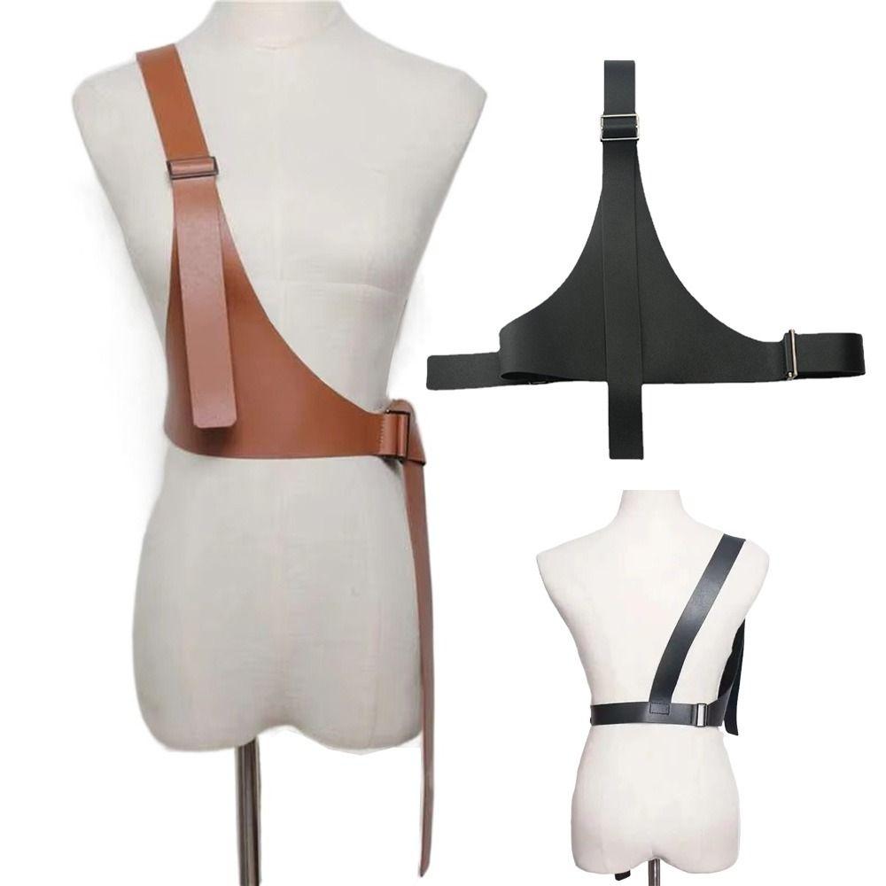 Irregular Design One-shoulder Strap Belt PU Leather Dress Cummerbunds Body Suspender  Autumn