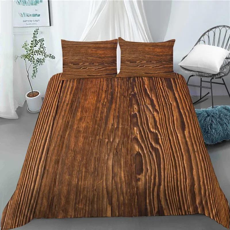 3D Retro Wood Duvet Cover Polyester Quilt Set with Pillowcase King Queen Size Kids Adults Home Decor