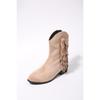 Women's Retro Suede Tassel Ankle Boots, Flat Short Boots, Plus Size Fall Winter Shoes