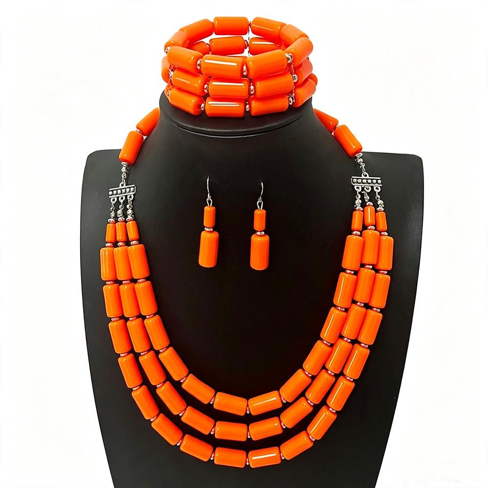 Beaded Three-piece Multi-layer Necklace, Earrings and Bracelet Set - Unique and Versatile Jewelry