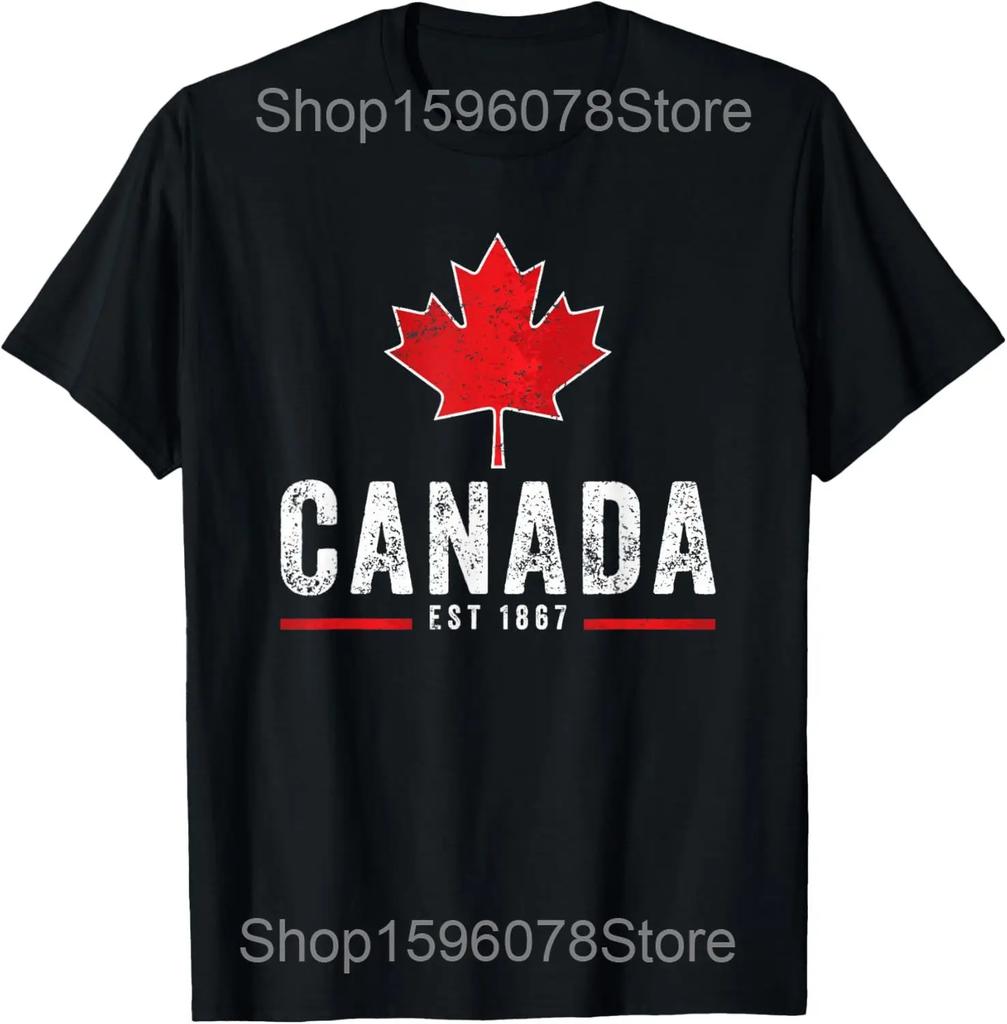 Funny Canada Canadian Flag Maple Leaf Tshirts Men Womens Fashion Casual Tshirt 100 Cotton Loose Oversized T Shirt Summer