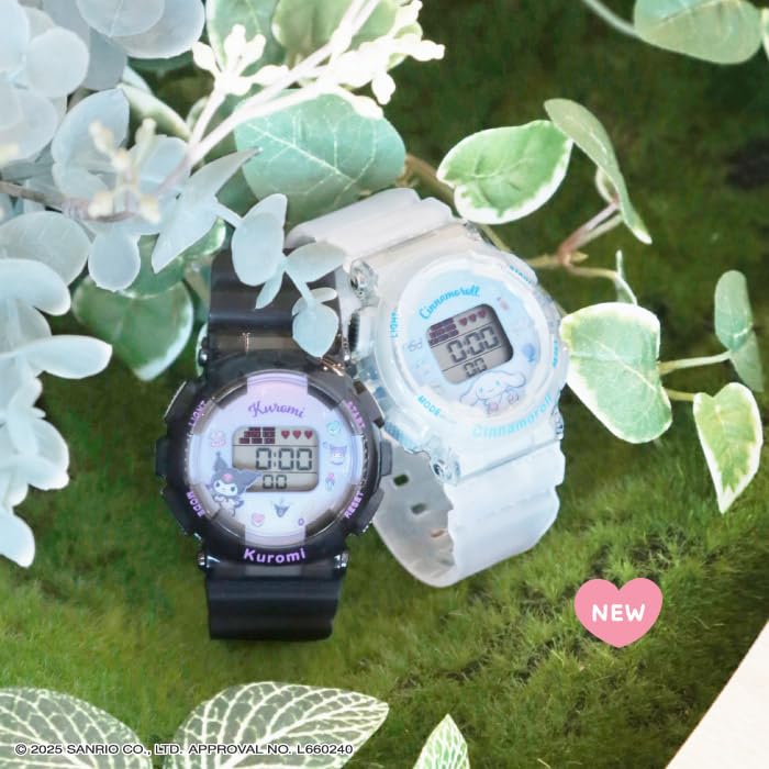 Sun Flame Sanrio Kuromi Digital Watch with Backlight and Alarm Black Co., Ltd. J-Axis Function, CR3C0003-KUB, Girls'