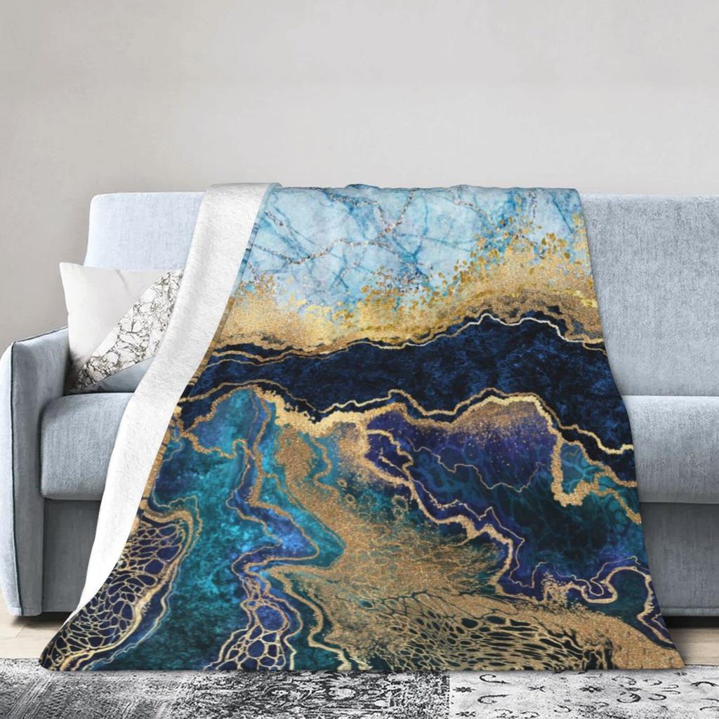 Marble Texture Series digitalprinted polyester Bedroom velvet flannel cover blanket Fleece soft sofa cover blankets for beds