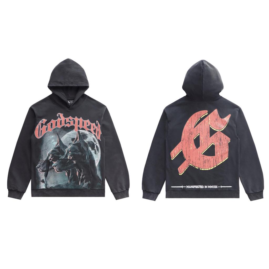 American Trendy GD Rock Retro Distressed Hoodie - Autumn/Winter Fashion