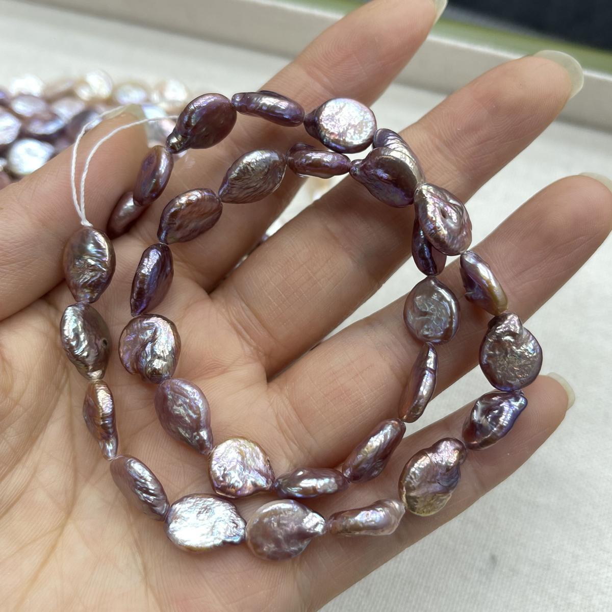

1 Strand, Purple Yellow Natural Freshwater Pearl, 10-11mm, Handmade Button Shape Pearl Beads for Jewelry Making DIY Necklace Bracelet Accessories 36cm 1String/ 10-11mm-36cm фіолетовий