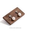 Retro Silver Bead & Pearl Flower Ear Studs - Elegant, Simple Design with Mosquito Coil Clip