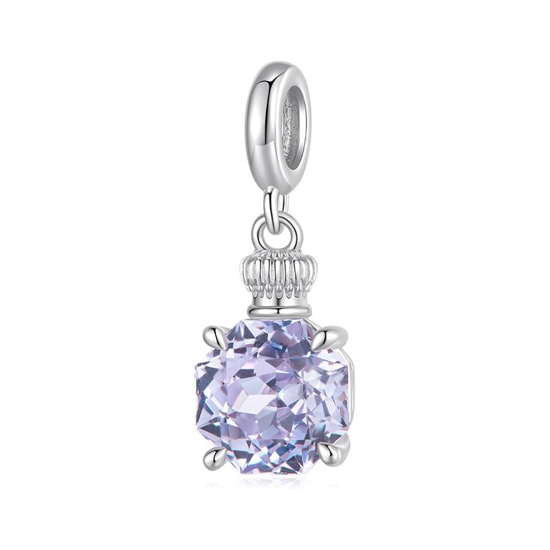 BAMOER 925 Silver Red Heart Charm Ombre Purple Perfume Bottle Pendant for Women DIY Necklace Romantic Gift