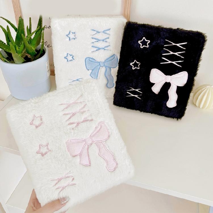 Plush Photocard Binder 6 Hole Pre-punched Photo Card Binder Sleeve 4 Pocket Card Sleeve for Photo Card Binder Album