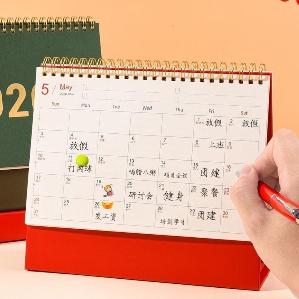 Stable Base 2026 Desktop Calendar Writable Memo Standing Flip Calendar  Time Management