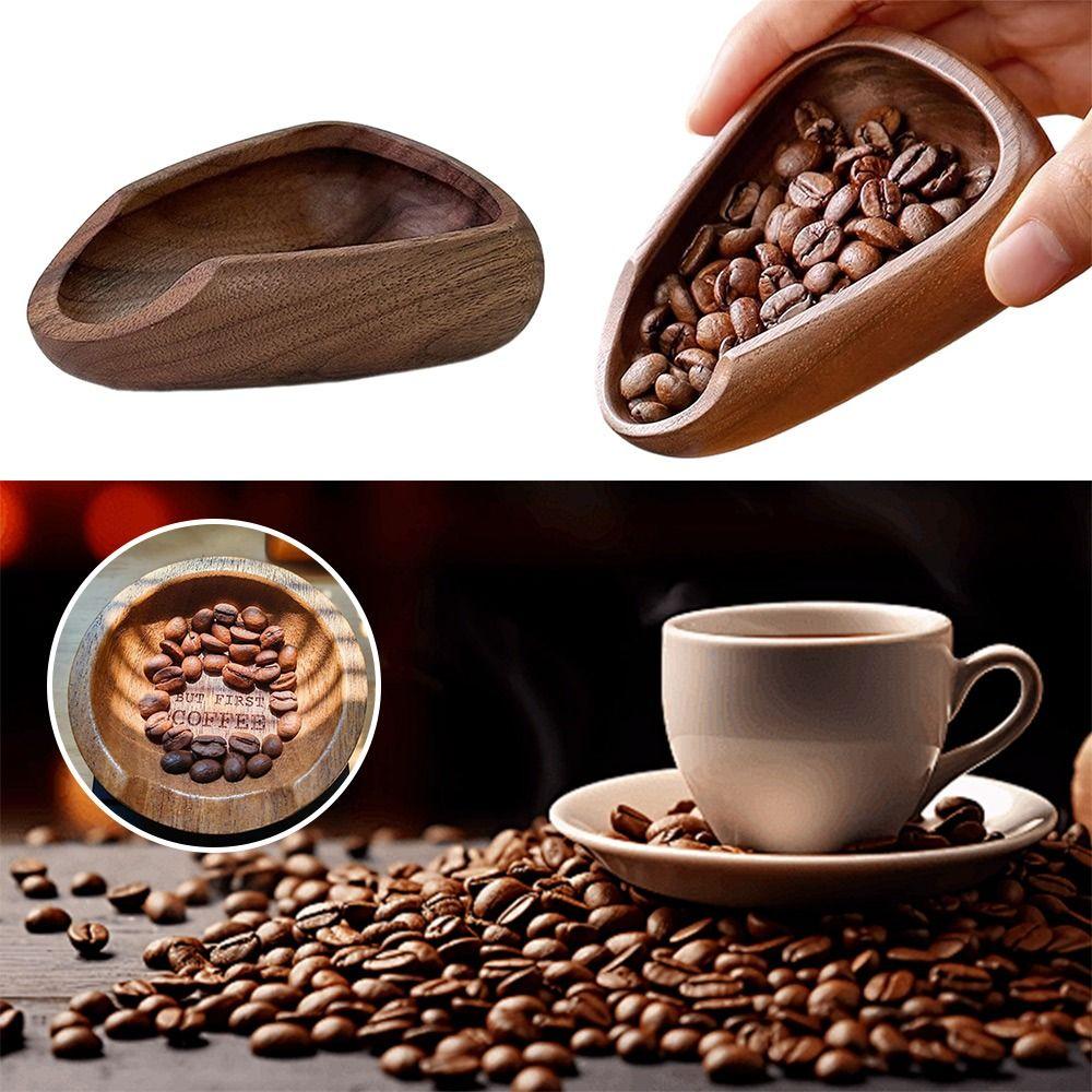 Wood Coffee Bean Measuring Cup Brown Coffee Bean Spoon Durable Coffee Beans Dose Trays  Cafe