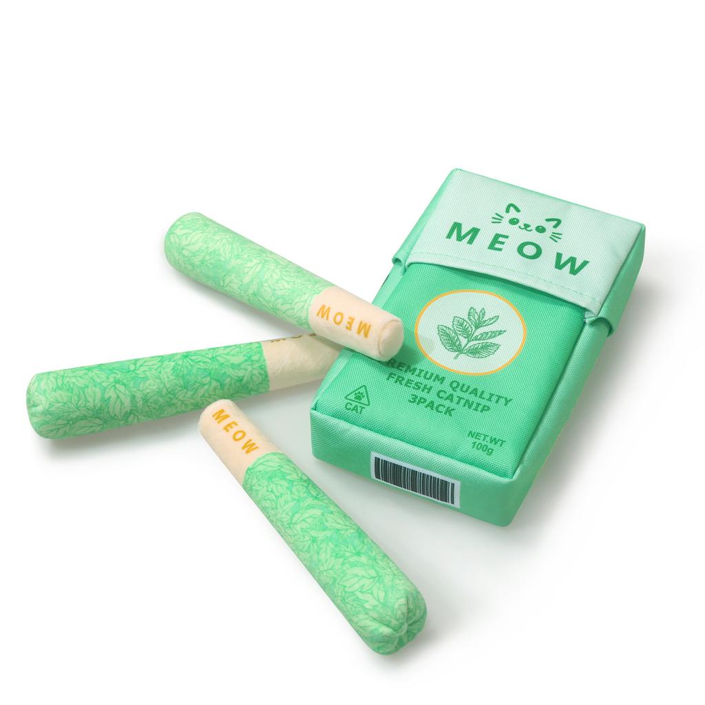 Dog Voice Toy, Green Simulation Cigarette Box, Cigarette Plush Pet Toy, Cat Mint Cigarette