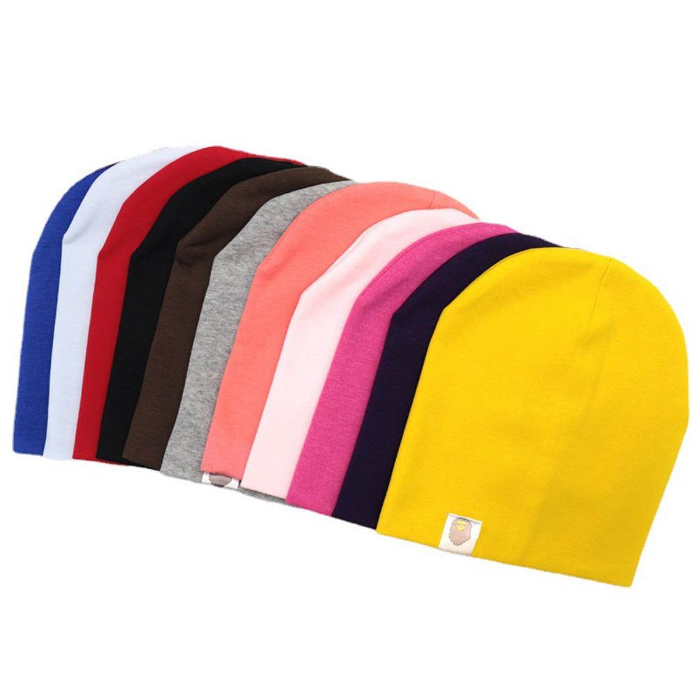 Nowa czapka bawełniana hip-hopowa dla niemowląt na wiosnę i jesień, czapka dla malucha dla chłopców i dziewczynek, zimowa ciepła czapka dziecięca w jednolitym kolorze