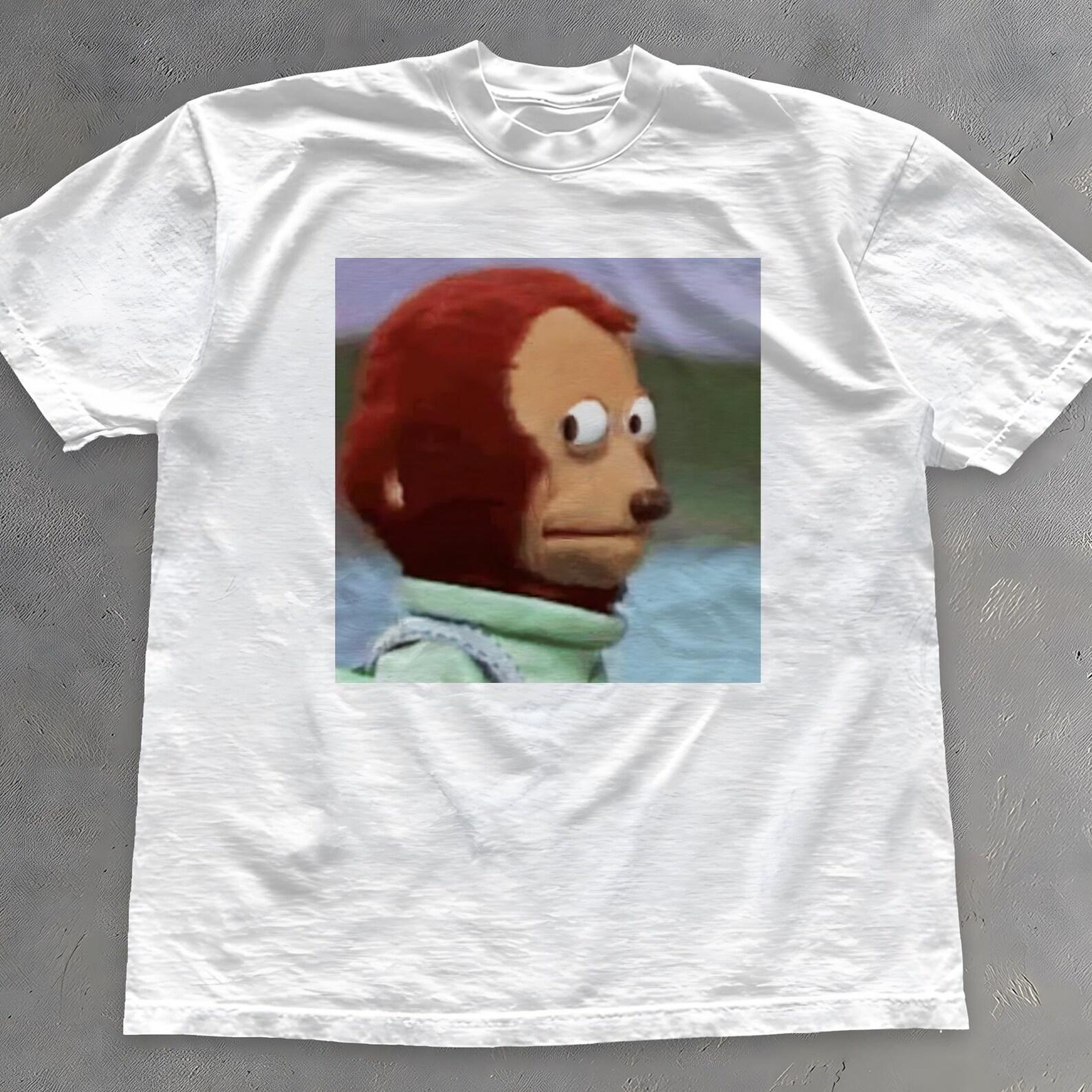 Monkey Puppet Meme Shirt - Awkward Side Eye Monkey T-Shirt - Unisex Cotton Tee 4XL