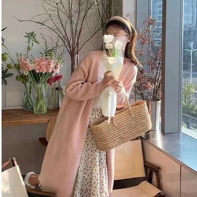 Casual Fashion Gentle Long Sweater Loose Lazy Wind Multi-color Autumn and Winter Women's Knee Knitted Sweater Jacket