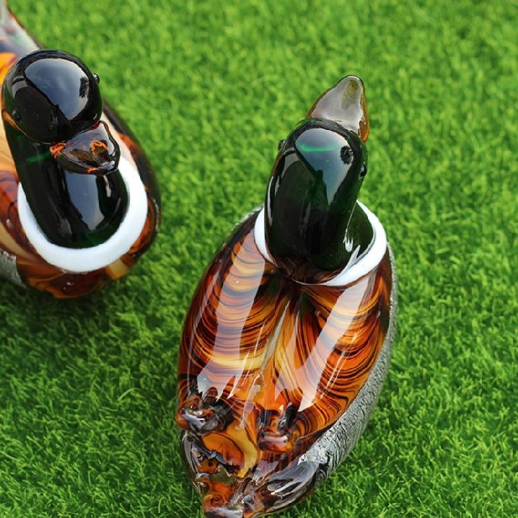 Art Glass Duck Miniature Animals Collection Glass Duck Figurines Tabletop Ornament for Home Office Decorations Gift