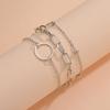 Individual cold wind, geometric round paperclip shape bracelet set, multi-layer stacked metal bracelet