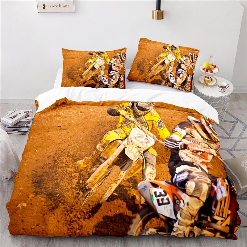 Stunt Off-road Motorcycle 3d Printed Bedding Set Duvet Cover Set with Pillowcase Twin Full Queen King Size Bedclothes Bed Linen