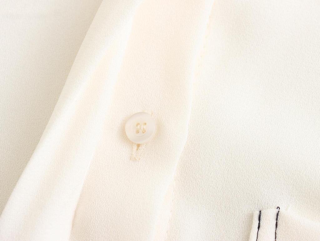 Spring 2025 Women's Color Block Casual Loose Shirt with Pocket and Turn-Down Collar