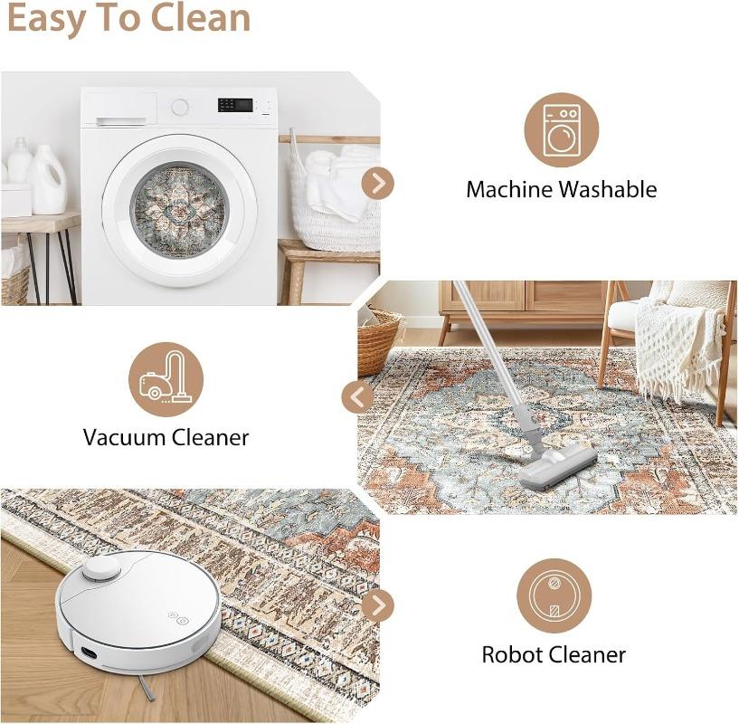 Bohemian Living Room Carpet Large Area Machine Washable Foldable Bedroom Rug Fashionable High-end Light Luxury Coffee Table Mats