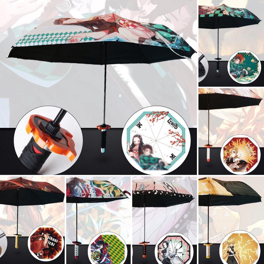 Anime Demon Slayer Three-fold Umbrella For Sun And Rain Protection