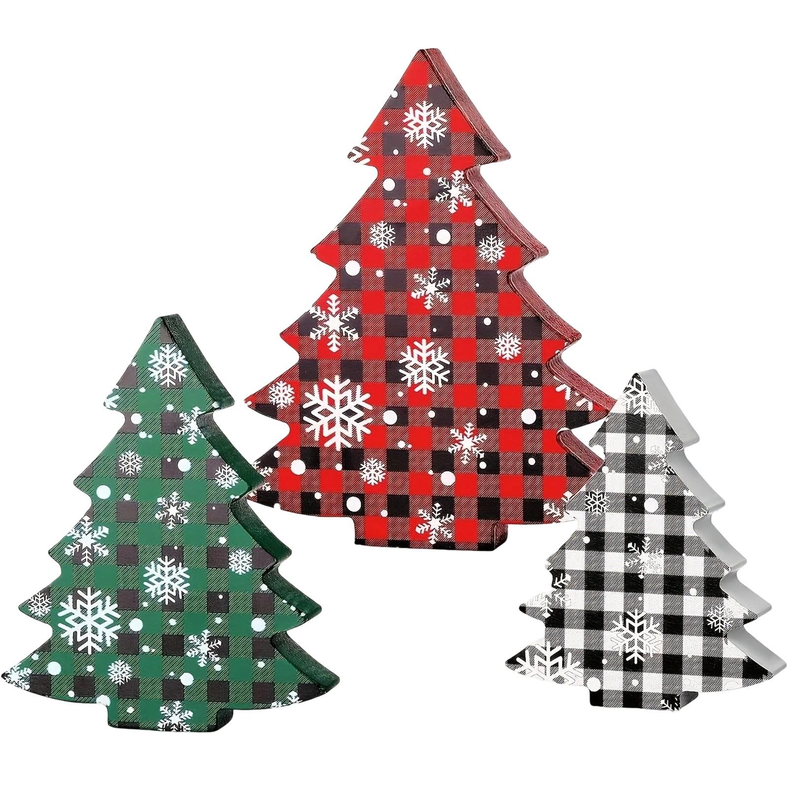 

Рождественский многоярусный поднос, рождественская елка, деревенский фермерский дом, деревянные знаки, украшения для кухни, домашний стол, праздничные принадлежности, поднос в комплект не входит(3шт) One Size