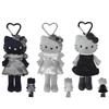 Cute Anime Figurine Kuromi Ugly Fish Full Black Dark Gray Carbon Black Series Plush Keychain Pendant Plaything Bag Present For Girls