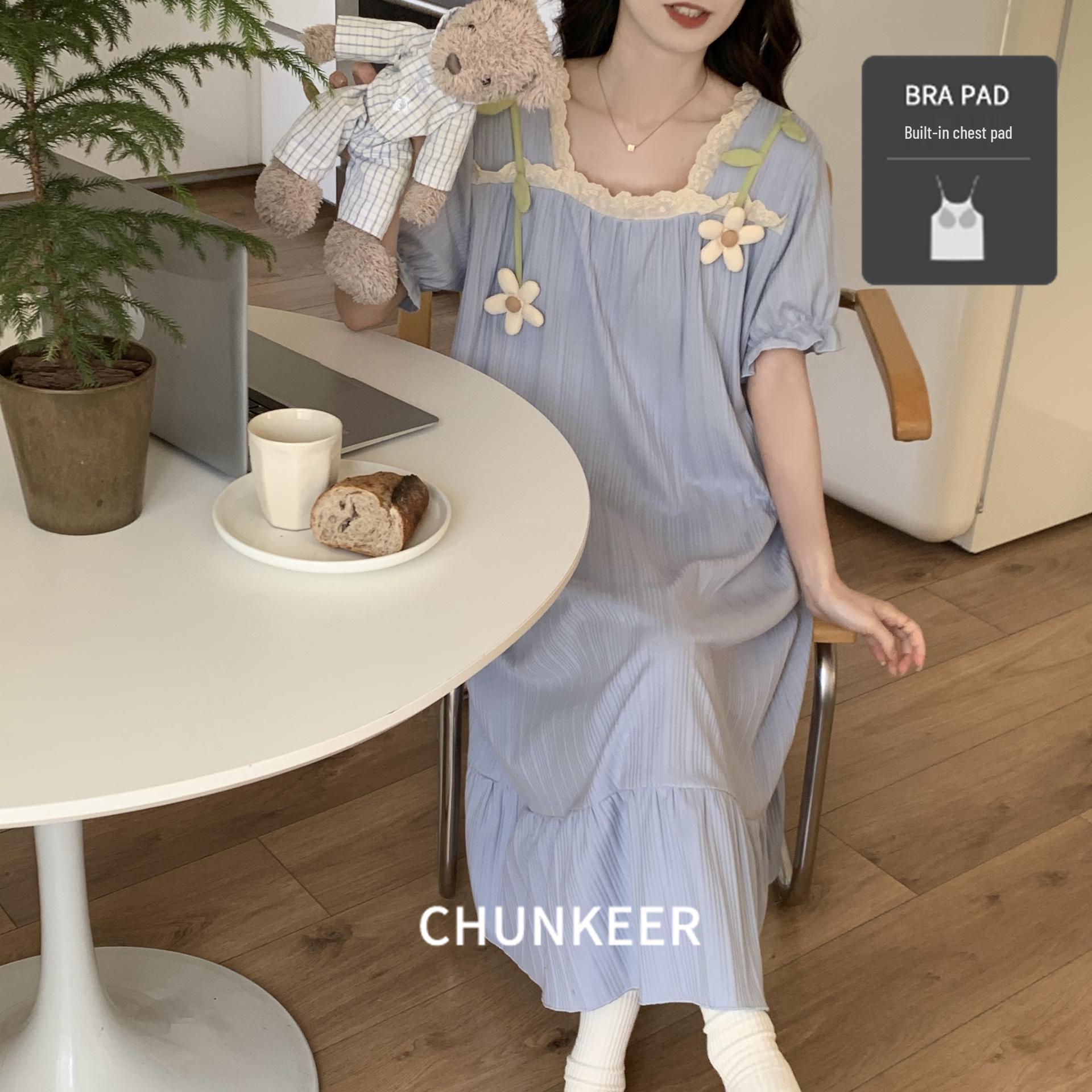 

Women s Princess-Style Cartoon Nightgown - Lace-Trimmed, Short Sleeve Summer Pajamas XXL