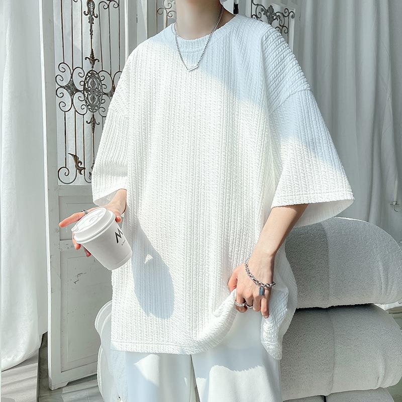 

Летняя тонкая простая свободная однотонная футболка с короткими рукавами