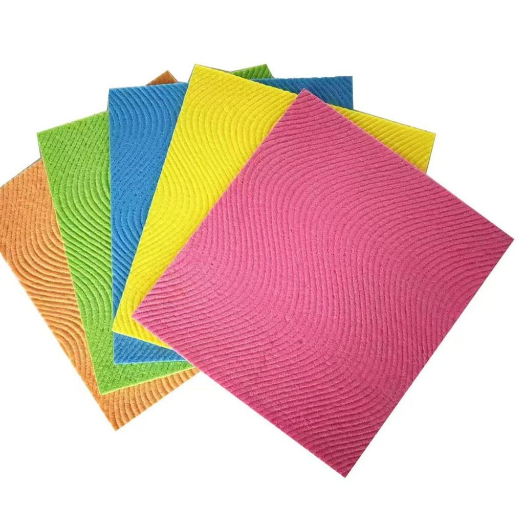 Wood Pulp Cotton Dishcloth & Sponge Set - Non-Marking, Absorbent, Durable for Kitchen Use