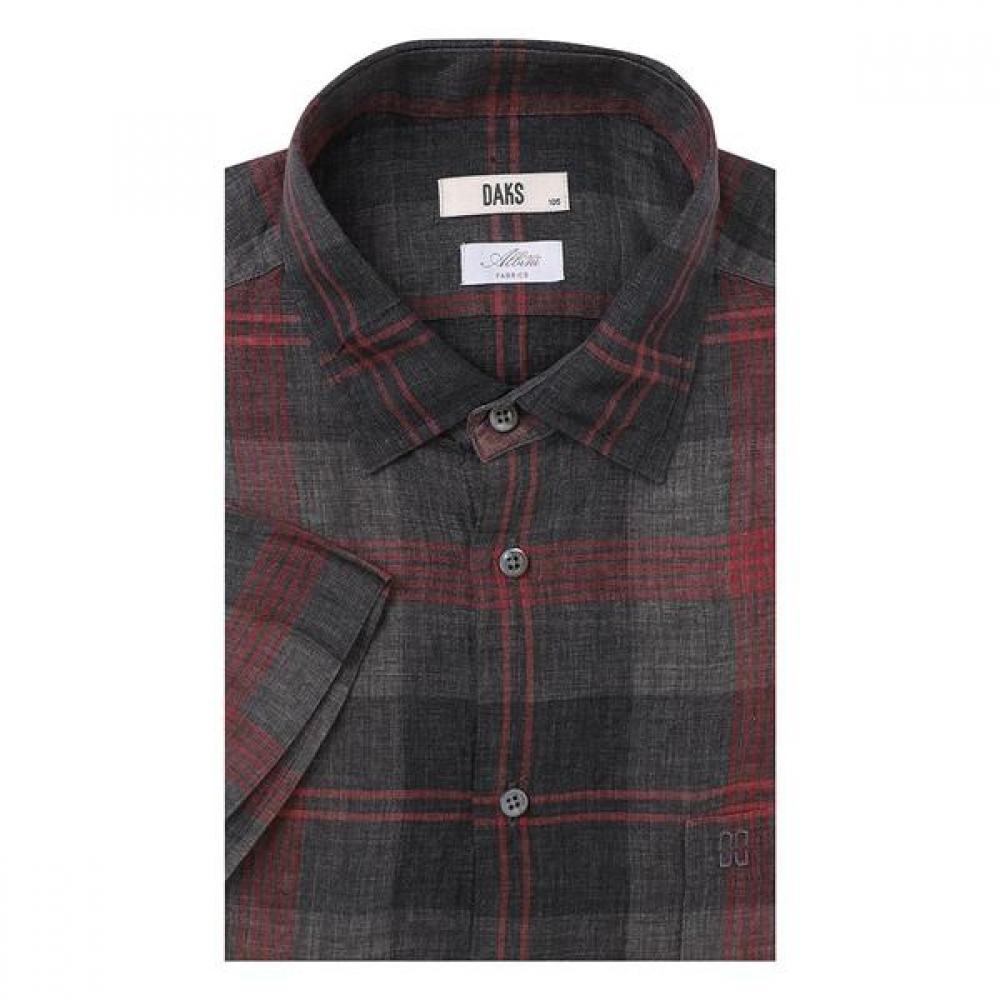 

Daks 26y Ss Linen 100 Medium Check Summer Short Sleeve Regular Fit Casual Shirt DMS1SHCS181-G1/95