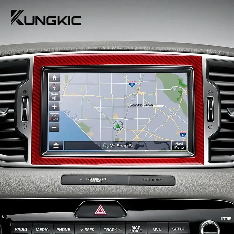 Car Central Control Screen Real Soft Carbon Fiber Sticker for KIA Sportage 2017 2018 LHD RHD Interior Trim Accessories