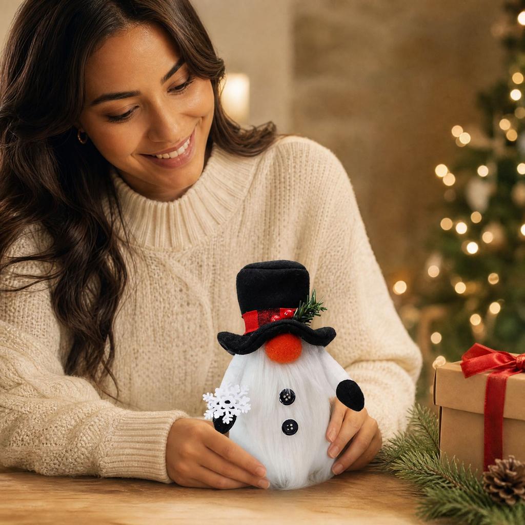 Christmas Decoration with Standing Old Man Figurine and Faceless Doll Tabletop Ornament, Set